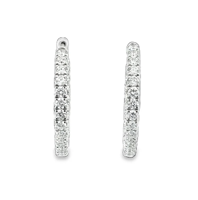 Luxury Diamond Earrings-LAB GROWN ROUND DIAMONDS (50) 2.95ctw INSIDE-OUT HOOP EARRINGS