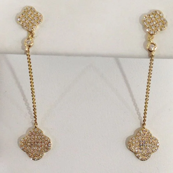 Luxury Fashion Earrings-14k Yellow Gold Diamond Earrings