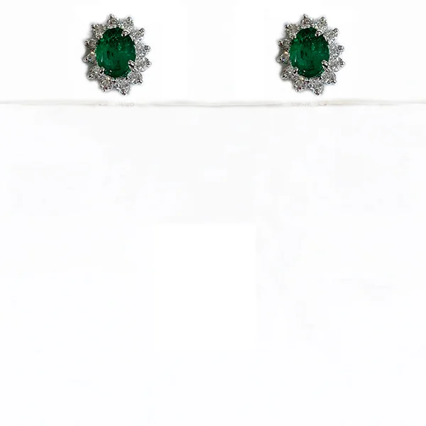 Heart Shaped Earrings-14k White Gold Emerald Earrings