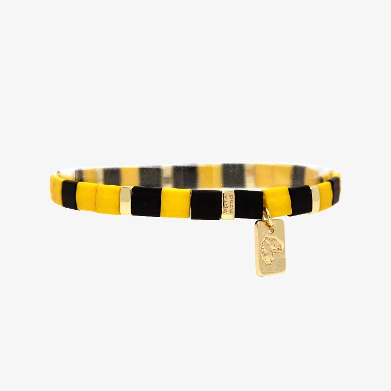 Personalized Gemstone Link Bracelet-Hufflepuff™ Tile Bead Stretch Bracelet