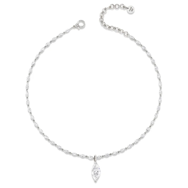 Opal Necklace for Women-READY TO SHIP DIAMOND MARQUISE DROP STATION NECKLACE