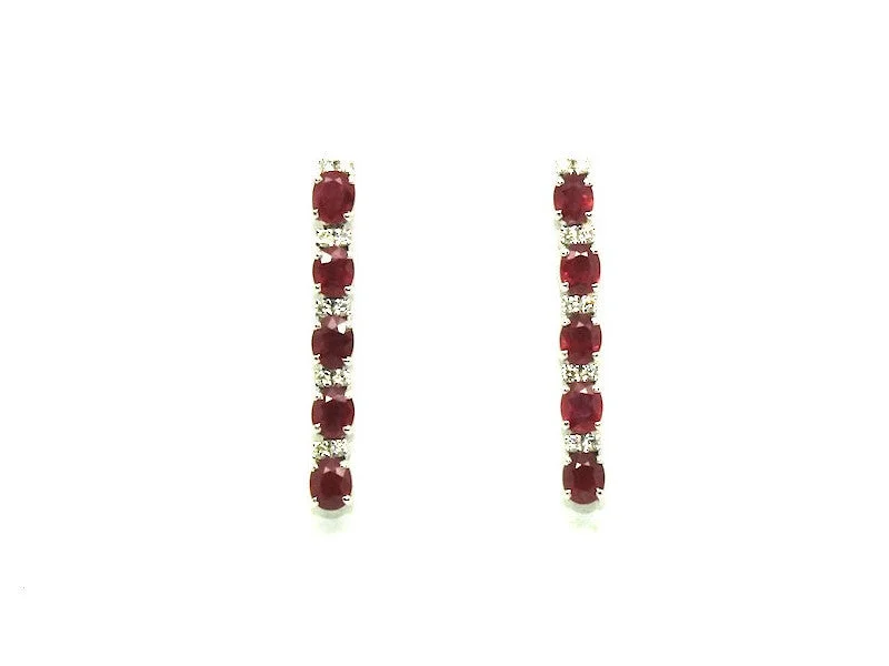 Luxury Gold Earrings-Ruby & Diamond 5-stone Earring Ad No.0209