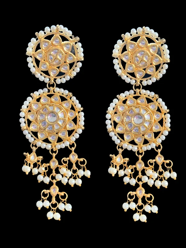 Silver Hoop Earrings-DER288 Kundan dangler earrings ( READY TO SHIP )