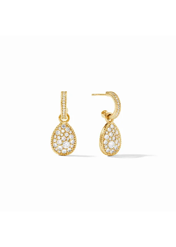 Long Diamond Earrings-LUNA TEARDROP HOOP & CHARM EARRINGS