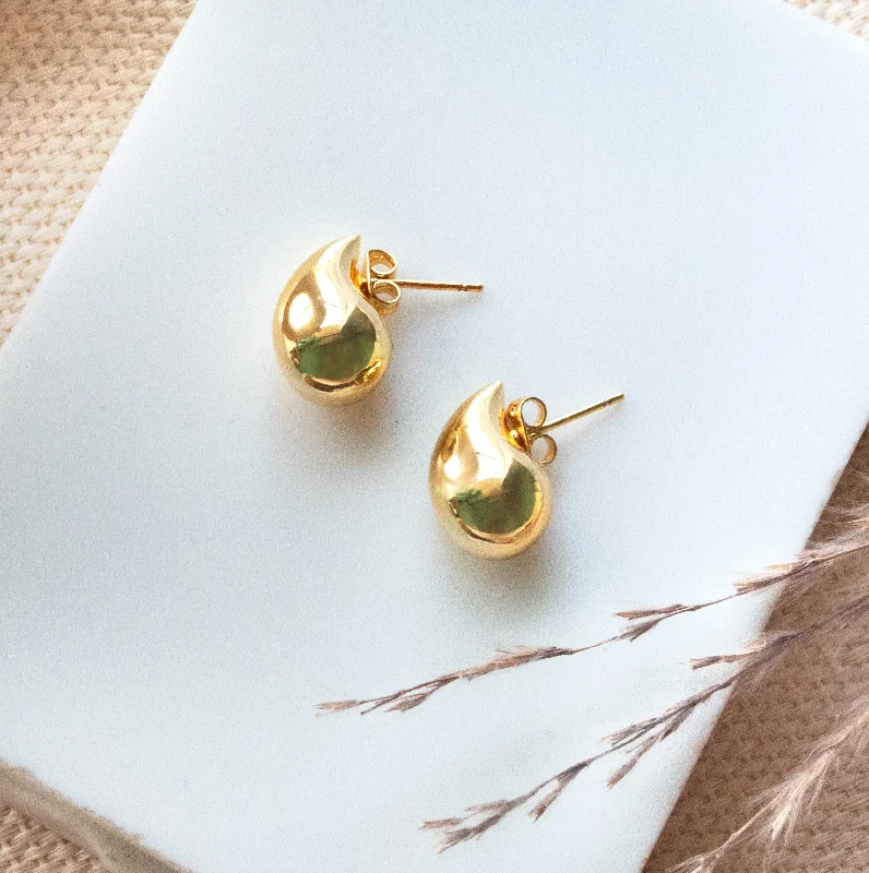 Handmade Gold Earrings-Tiny Tear Drop Earrings