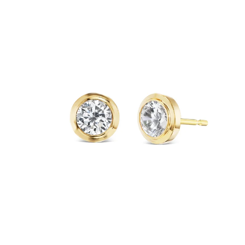 Boho Earrings for Summer-SHIELD BEZEL SET DIAMOND STUD EARRINGS