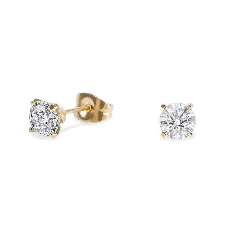 Luxury Bridal Earrings-Stainless 5mm round cz stud earrings