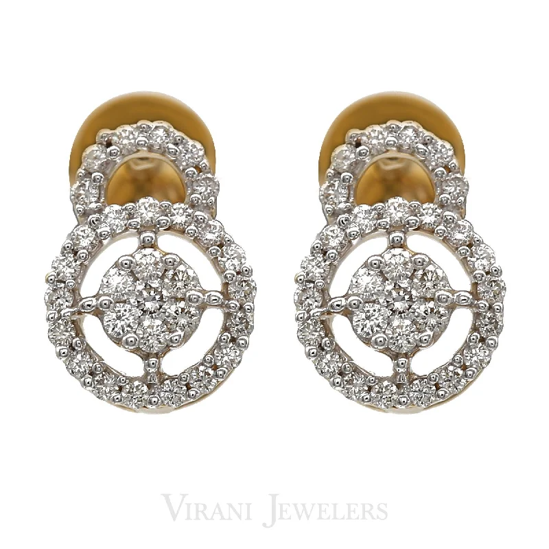 Statement Earrings for Parties-18K Multitone Gold Diamond Earrings