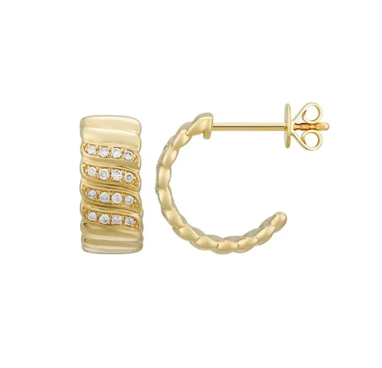 Oversized Hoop Earrings-Diamond and Gold Braided Hoops