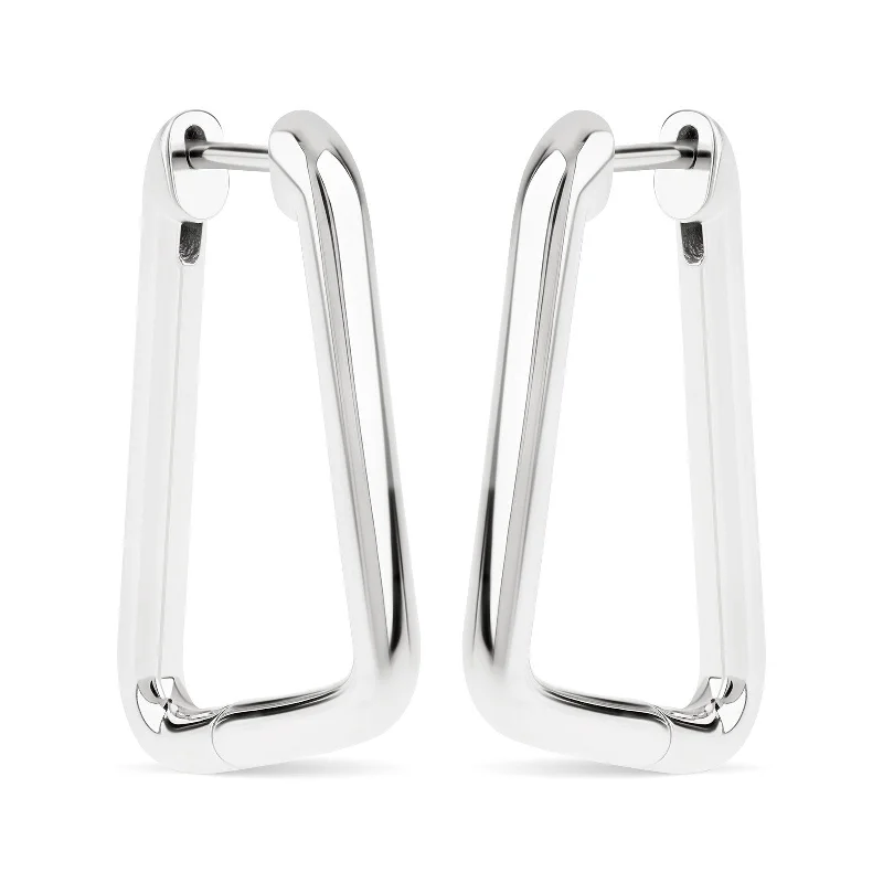 Textured Hoop Earrings-Silver Carabiner Hinge Earrings