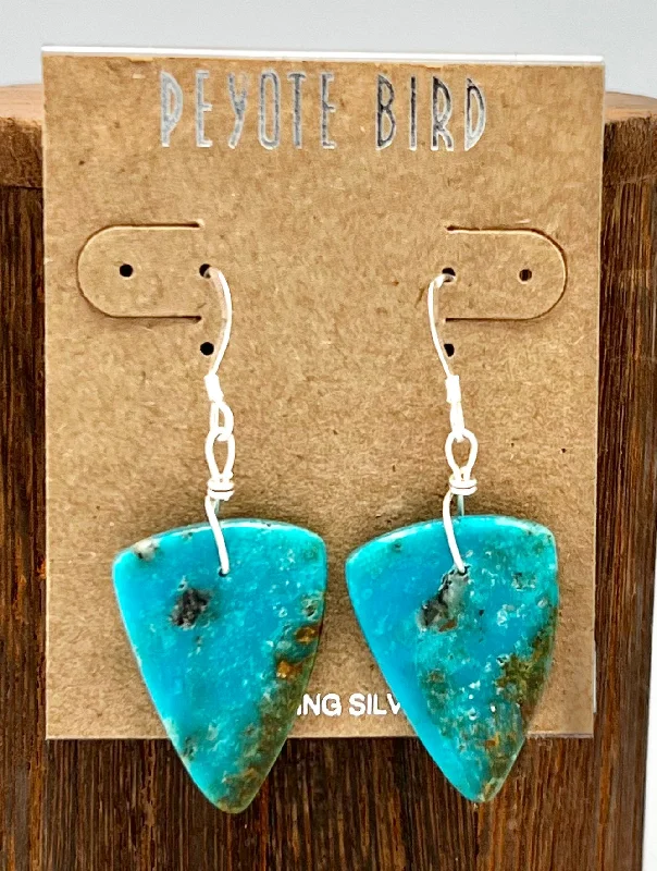 Sterling Stud Earrings-Dana Chavez- Arrowhead Turquoise Slab Earrings