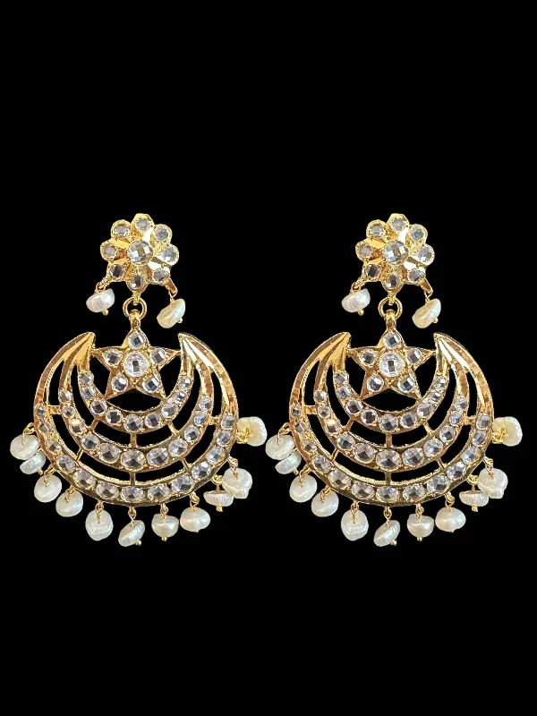 Simple Sterling Silver Earrings-DER625 Komal gold plated chandbali earrings in real pearls ( READY TO SHIP )