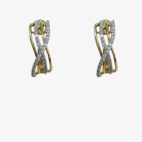 Geometric Dangle Earrings-14k Yellow Gold Diamond Earrings