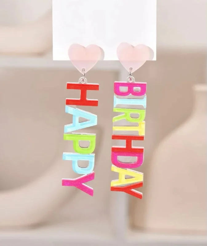 Butterfly Stud Earrings-Happy Birthday Heart Earrings