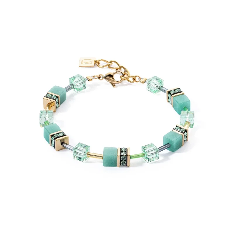 Classic Gold Rope Bracelet-Coeur De Lion GeoCUBE® Iconic Mono Gold Green Bracelet