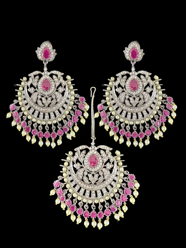 Gemstone Hoop Earrings-ERTK202 Victorian earrings tika - ruby ( READY TO SHIP )