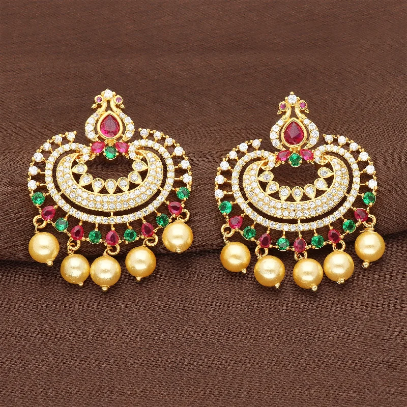 Fancy Gold Earrings-Zirconia Dangler Earrings