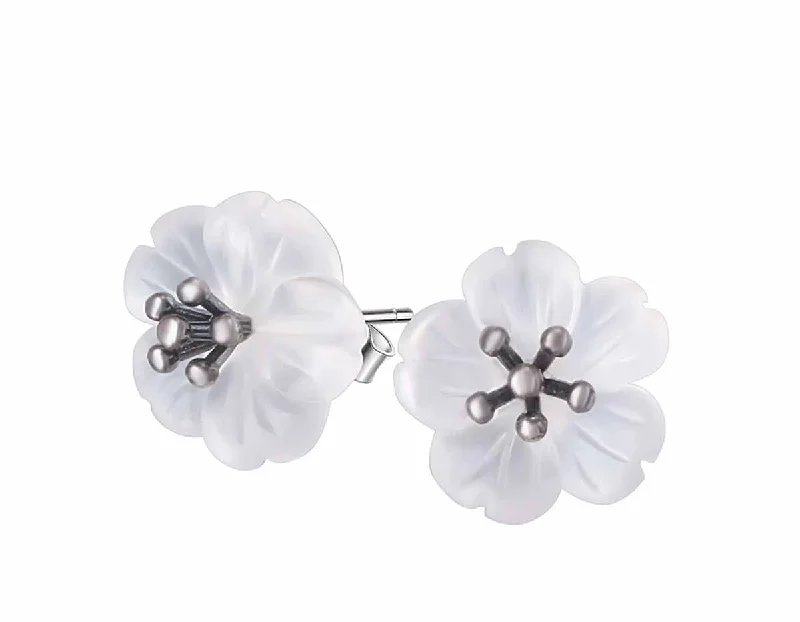 Large Drop Earrings-Flower in the Rain Stud