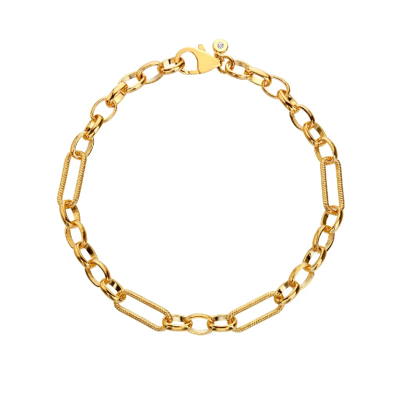 Custom Initial Bracelet-Hot Diamonds Gold Vermeil Statement Link Bracelet