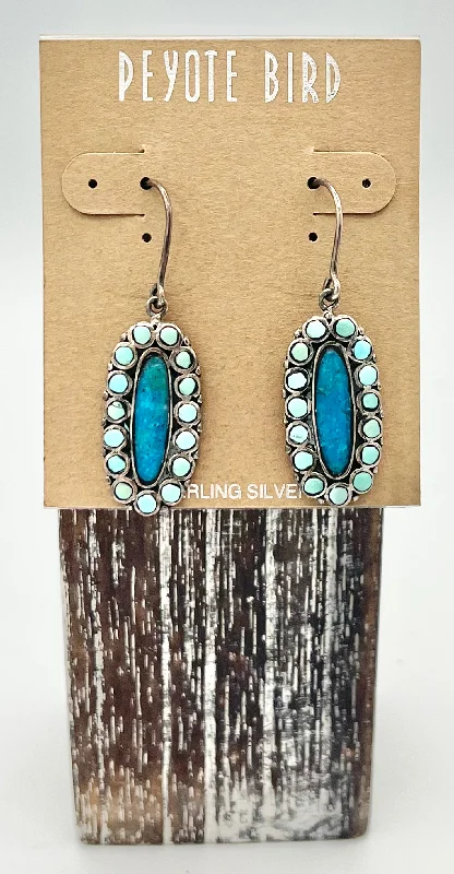 Cute Crystal Earrings-Turquoise long oval Earrings