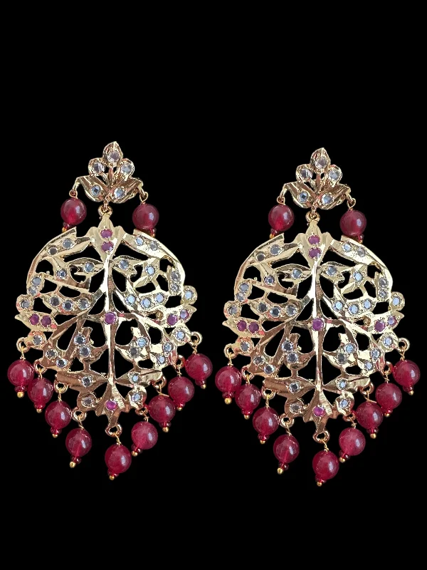 Chic Hoops for Women-DER79 Aryana gold plated earrings in ruby     (READY TO SHIP)