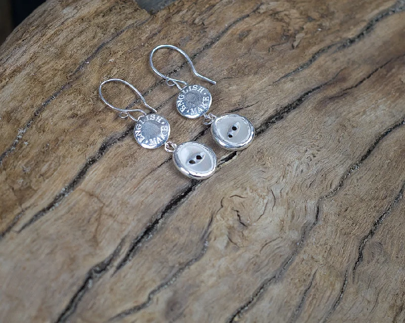 Round Hoop Earrings-English make drop earrings with button