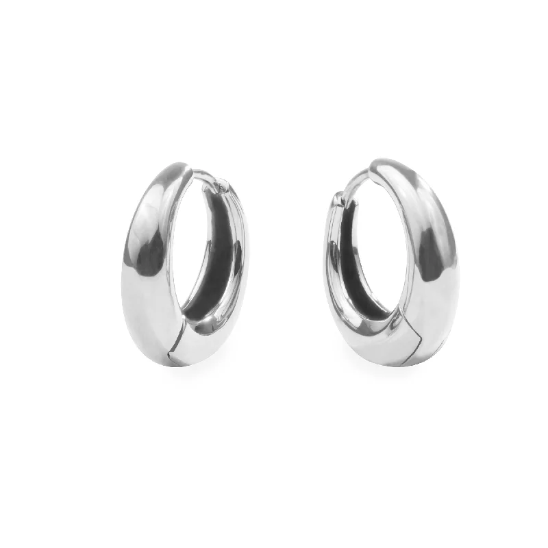 Stylish Stud Earrings-Stainless small puffy hoop earrings