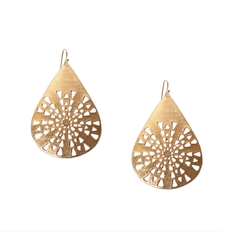 Luxury Drop Earrings-Laser Cut Teardrop Earring by Marlyn Schiff