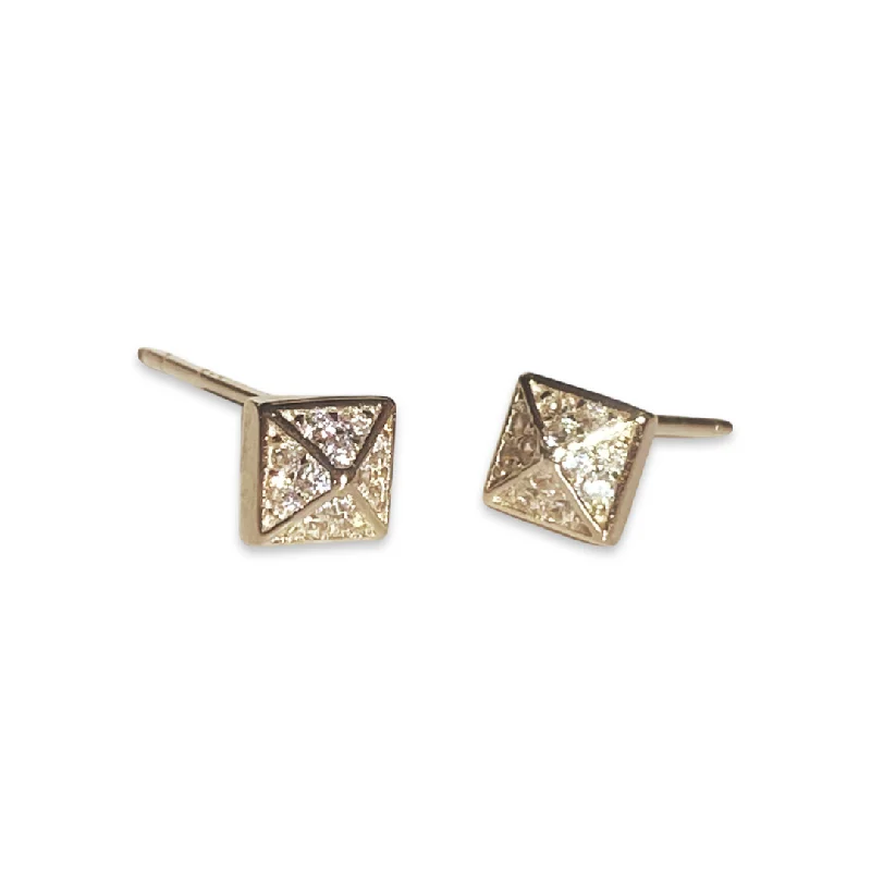 Simple Diamond Stud Earrings-Geovana Pyramid Sparkle Studs