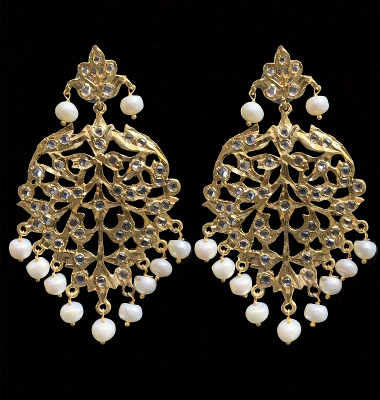 Yellow Gold Earrings-DER408 Aryana fresh water pearl gold plated earrings ( READY TO SHIP)