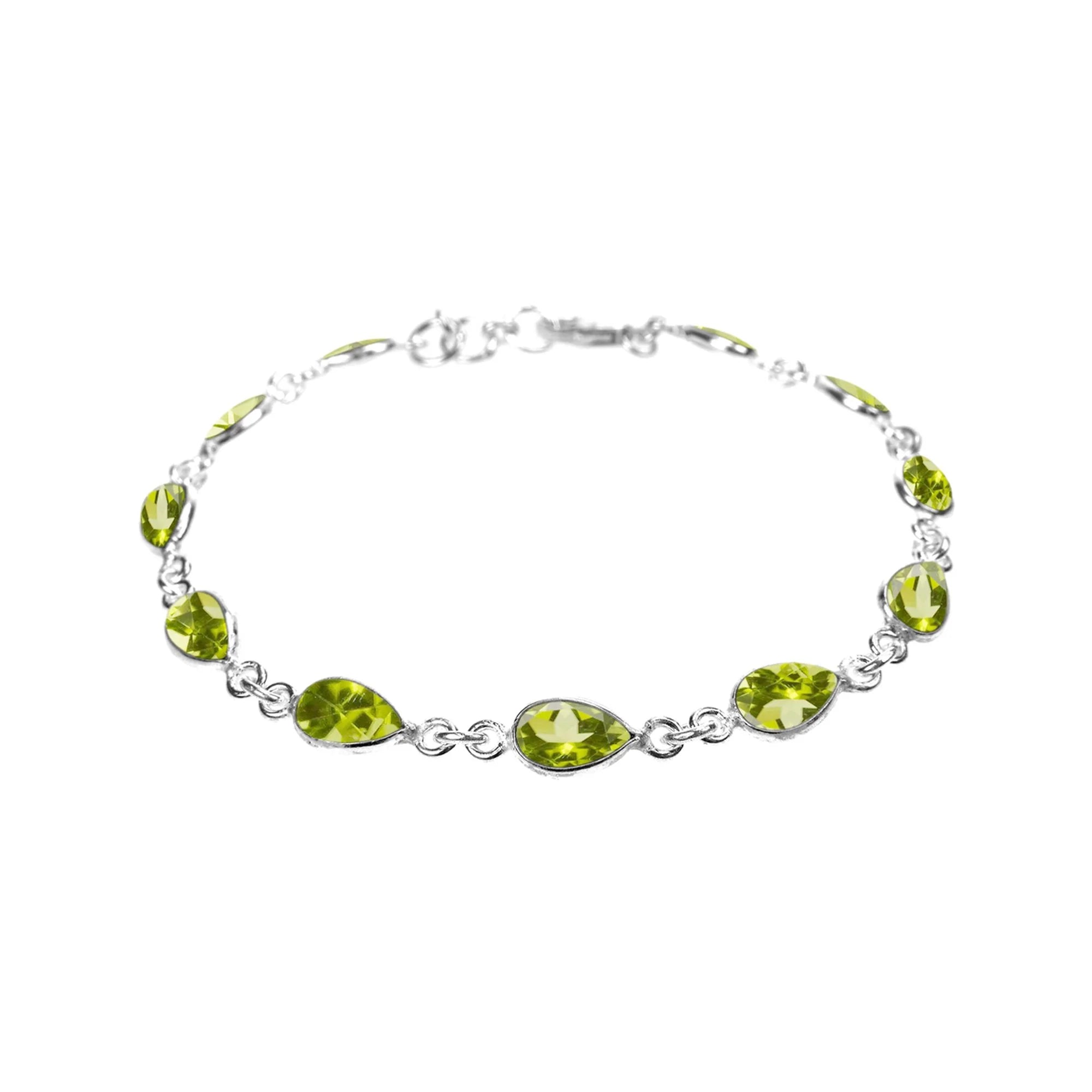 Custom Gold Bracelet-Peridot Teardrop Facet Bracelet