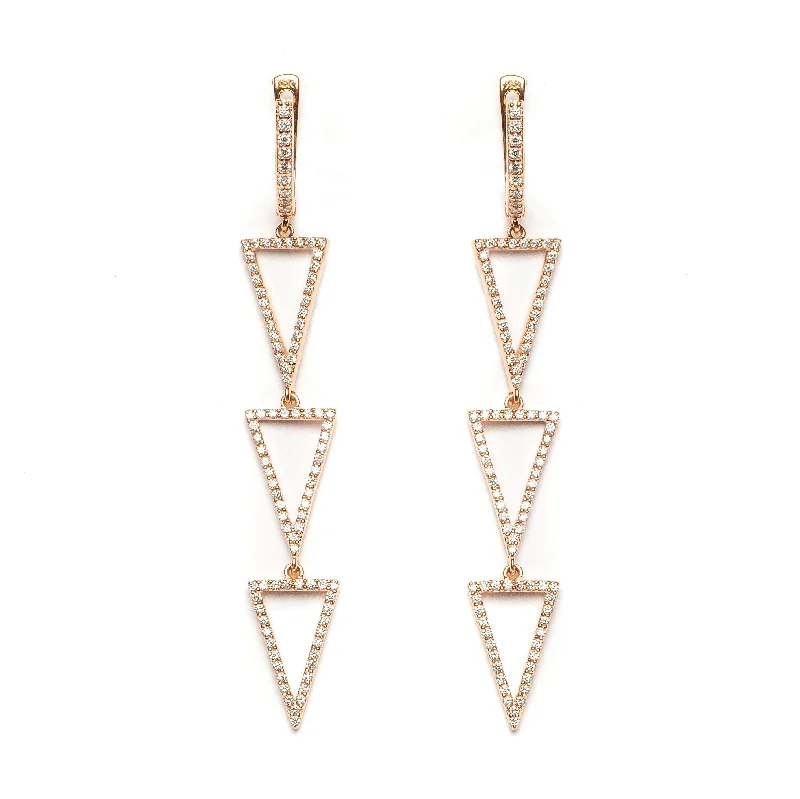 Chic Stud Earrings-Rose Gold Path of Rebellion Diamond Earrings