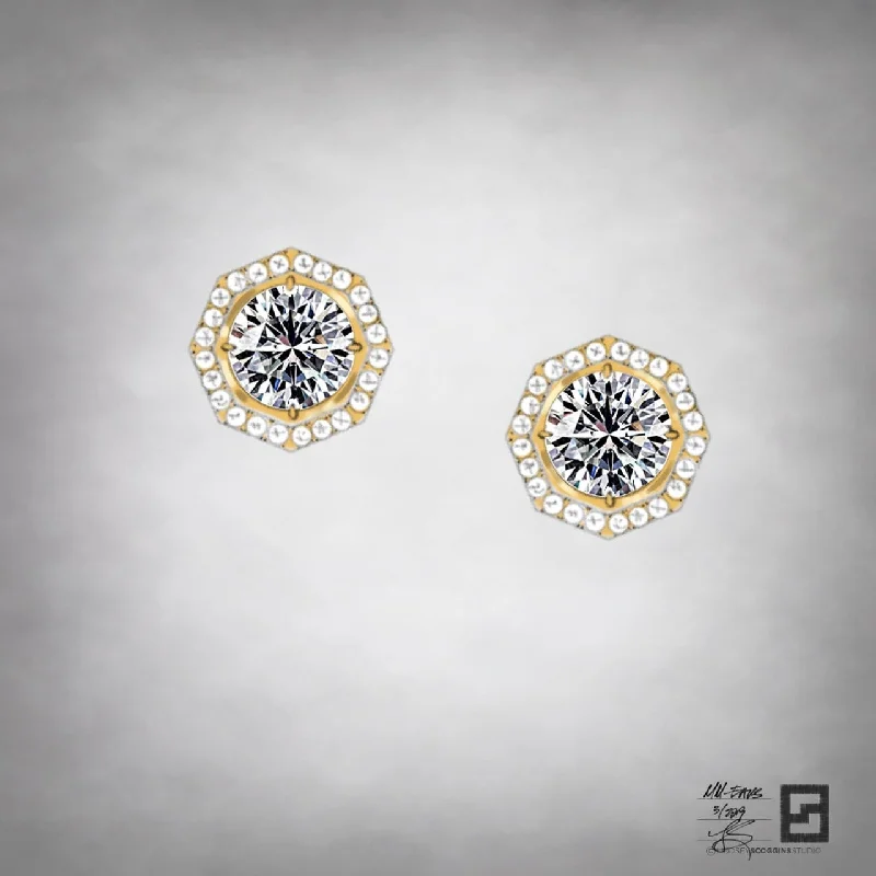 Layered Gold Earrings-CITY OF INDUSTRY DIAMOND SOLITAIRE EARRINGS