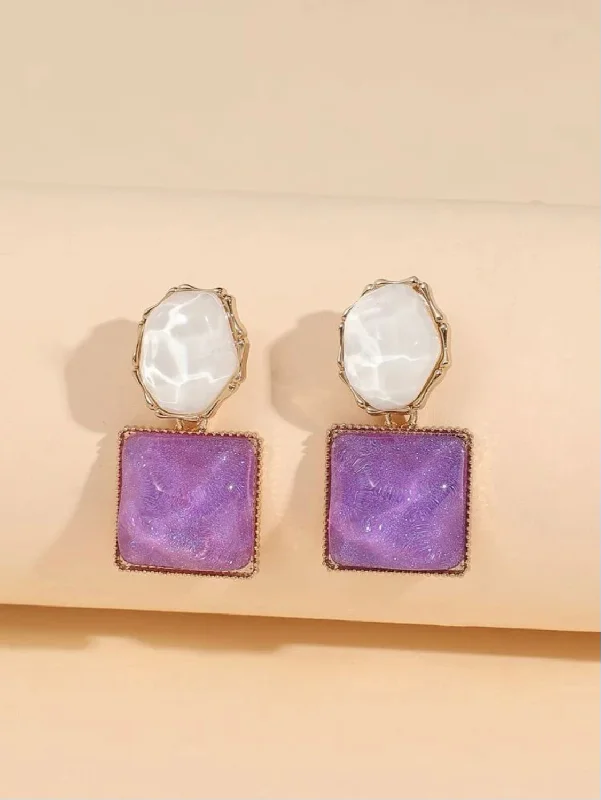 Small Gemstone Earrings-Lilac Geometric Earrings