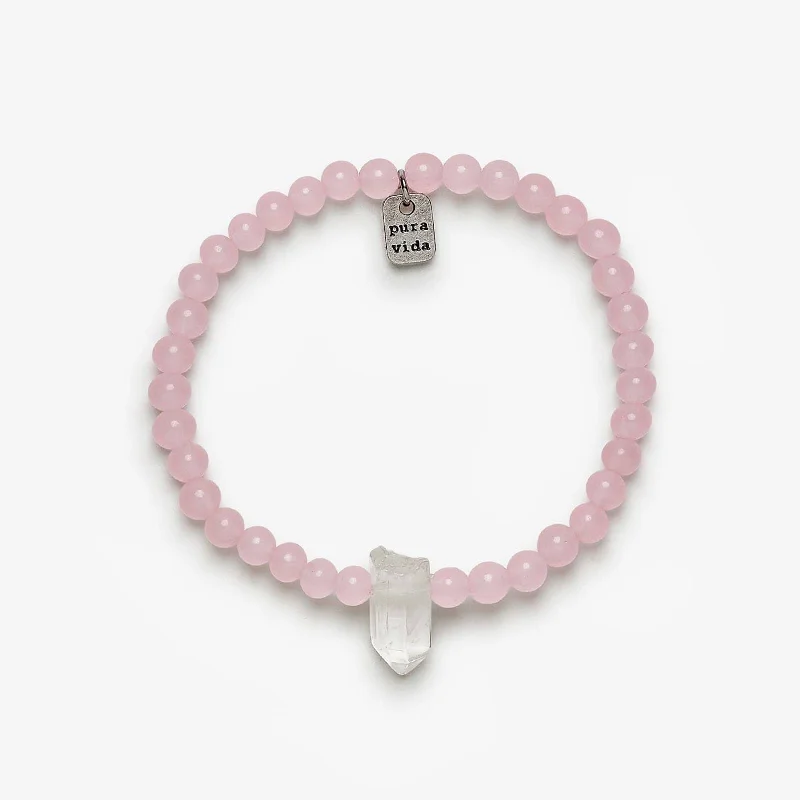 Custom Diamond Bracelet-Rose Quartz Intention Stretch Bracelet