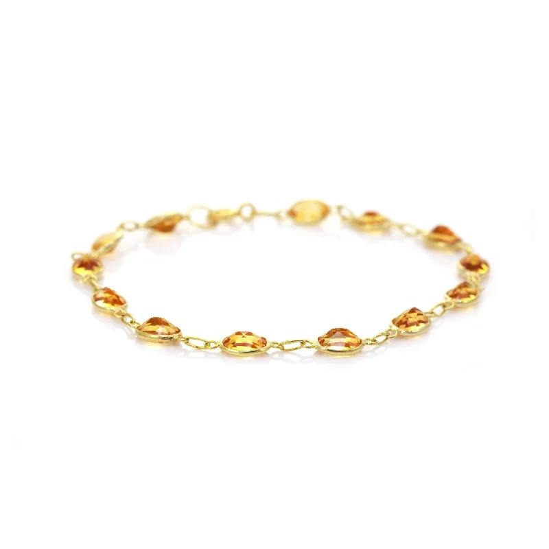 Friendship Bracelet for Women-9ct Yellow Gold Bezel Set Citrine Bracelet