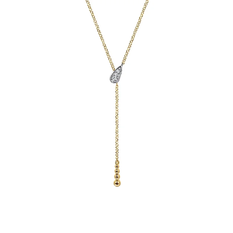 Sterling Silver Chain Necklace-14K White & Yellow Gold Bujukan And Diamond Y Necklace