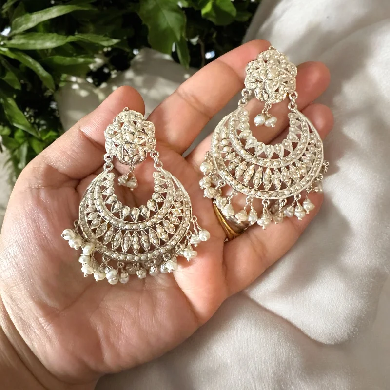 Custom Designed Earrings-92.5 silver statement earrings in fresh water pearls ( READY TO SHIP)