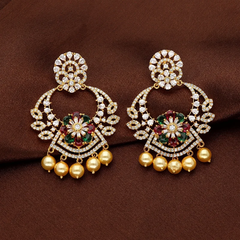 Luxury Fashion Earrings-Zirconia Chandbali Earrings