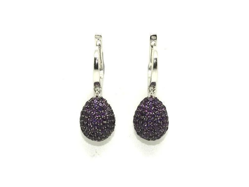 Vintage Drop Earrings-Amethyst Studded Drop Earrings