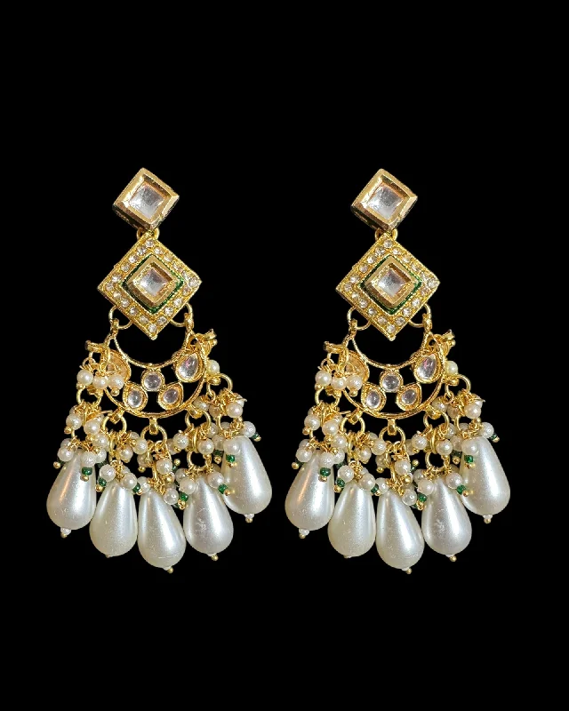 Gemstone Dangle Earrings-DER751  Kundan dangler earrings with pearls ( READY TO SHIP )