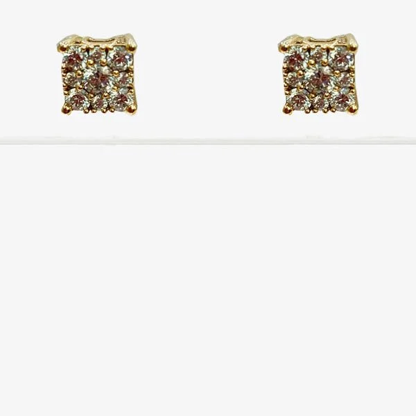 Handcrafted Bead Earrings-14k Yellow Gold Diamond Earrings