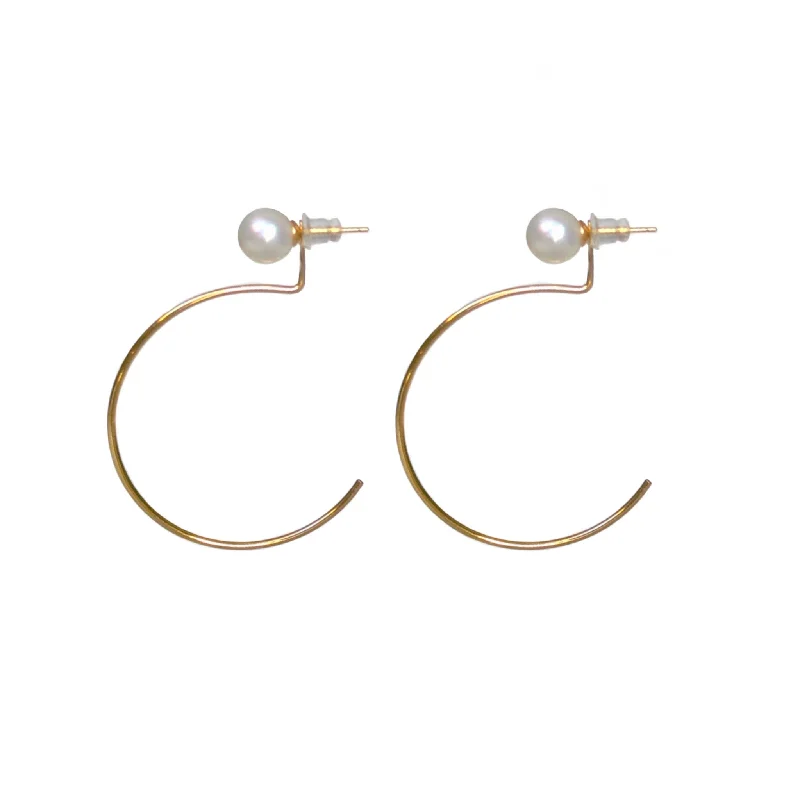 Simple Crystal Earrings-Peral w Ear-Jacket Hoops