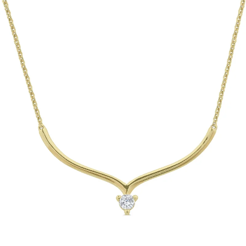 Adjustable Pendant Necklace-Versatile-V Necklace in 14K Gold