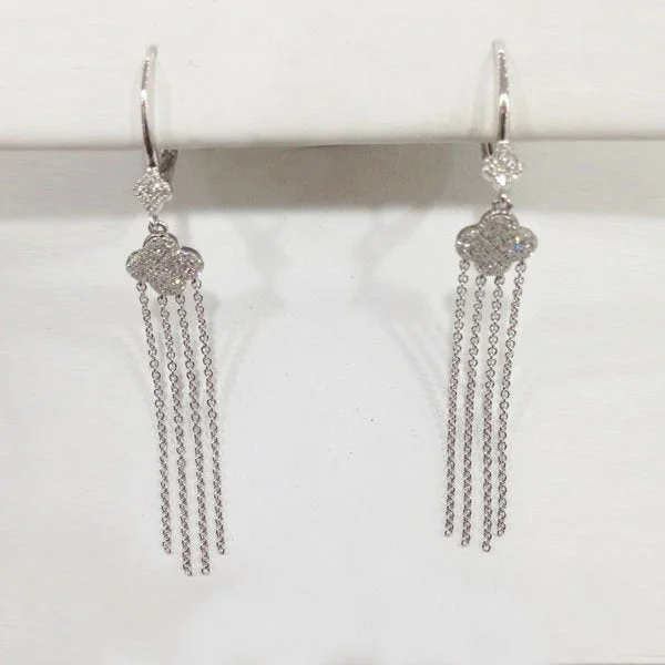 Cute Pearl Earrings-14k White Gold Diamond Earrings