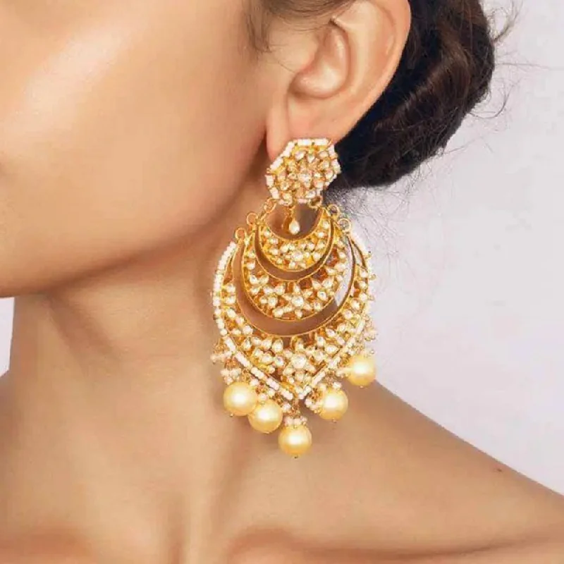 Silver Chain Drop Earrings-Silver Gold Plated Chandbali