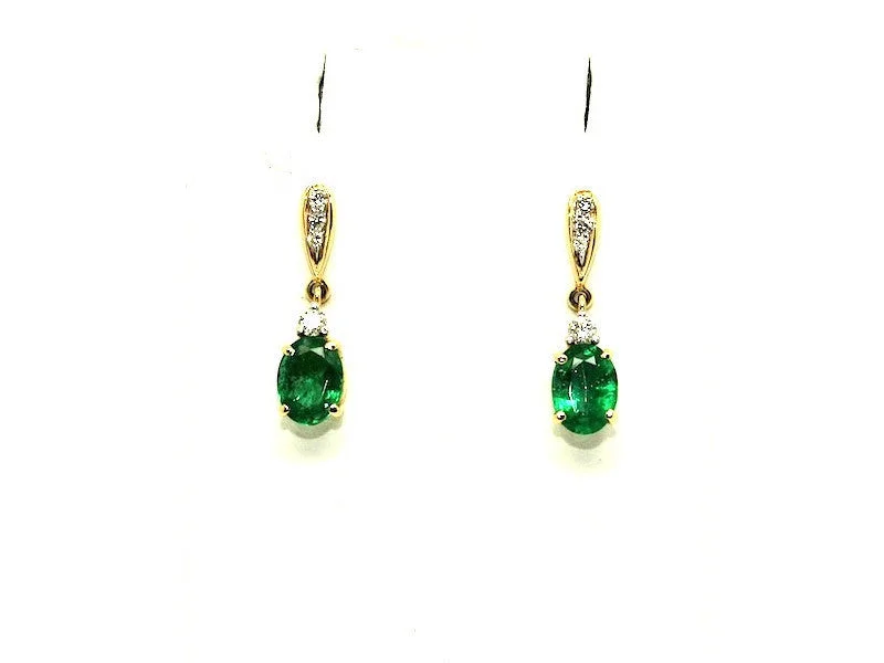 Large Gold Earrings-Emerald And Diamond Classic Earring  Ad No. 0223