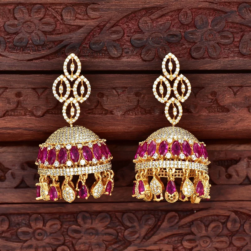 Emerald Drop Earrings-Zirconia Jhumka Earrings