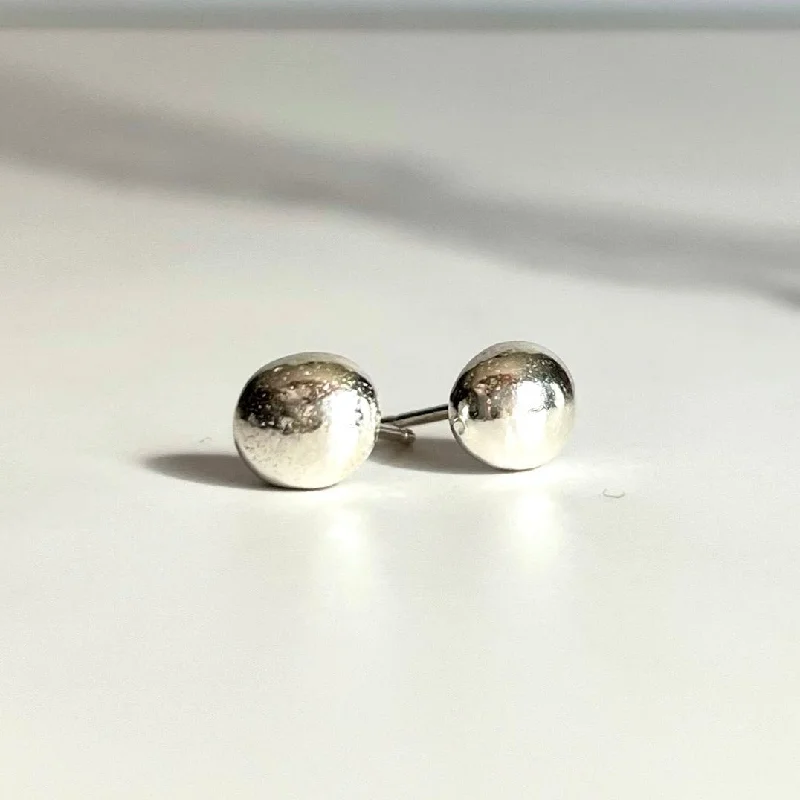 Stud Earrings for Women-Pebble Shaped Argentium Silver Stud Earrings - Nickel Free