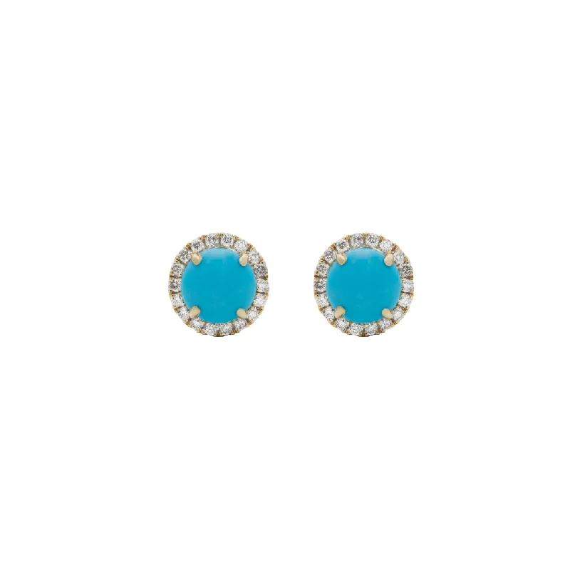 Handmade Drop Earrings-Turquoise, Diamond & Yellow Gold Earrings